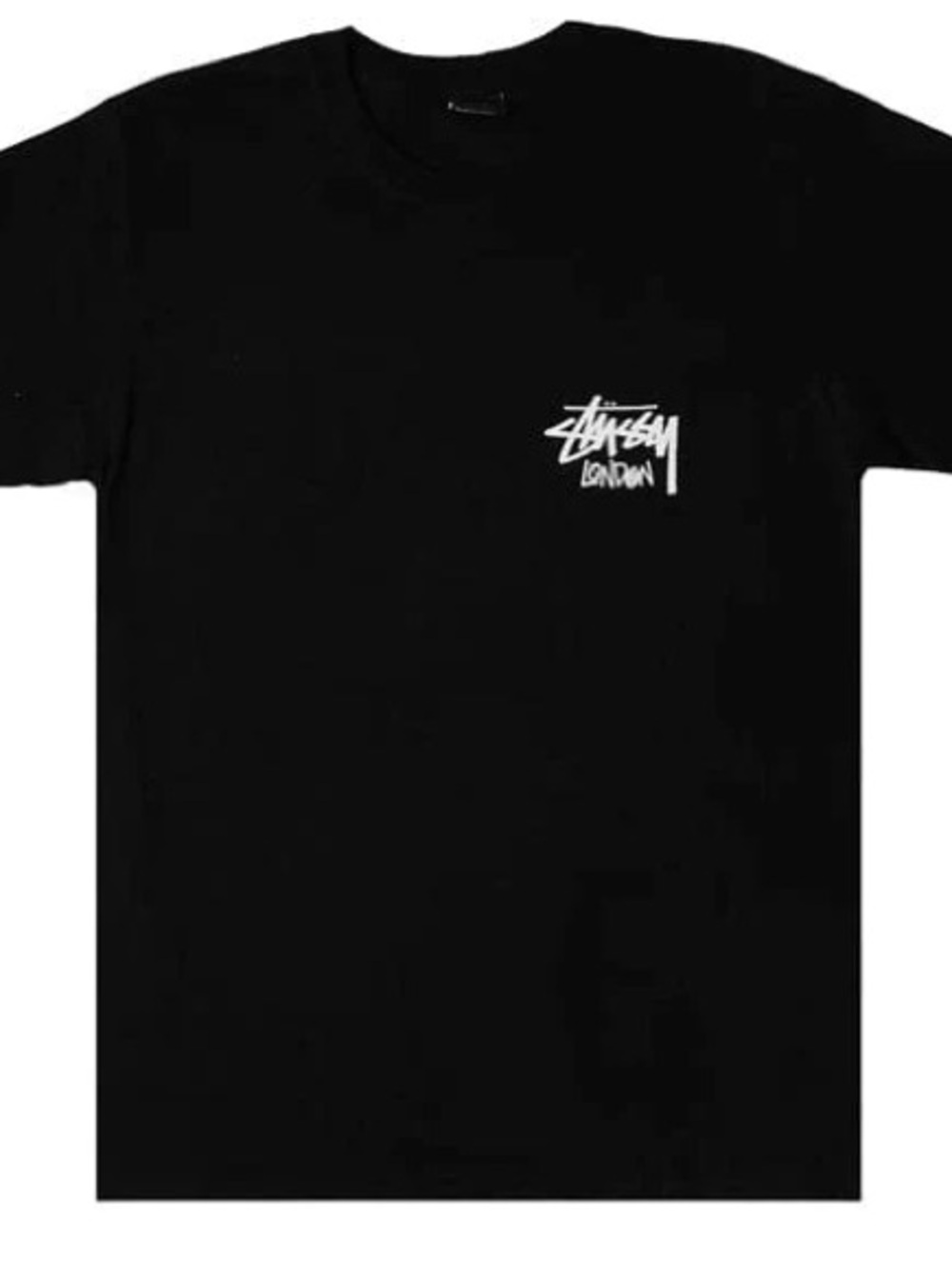 Stussy London Black T-Shirt with White Chest Logo